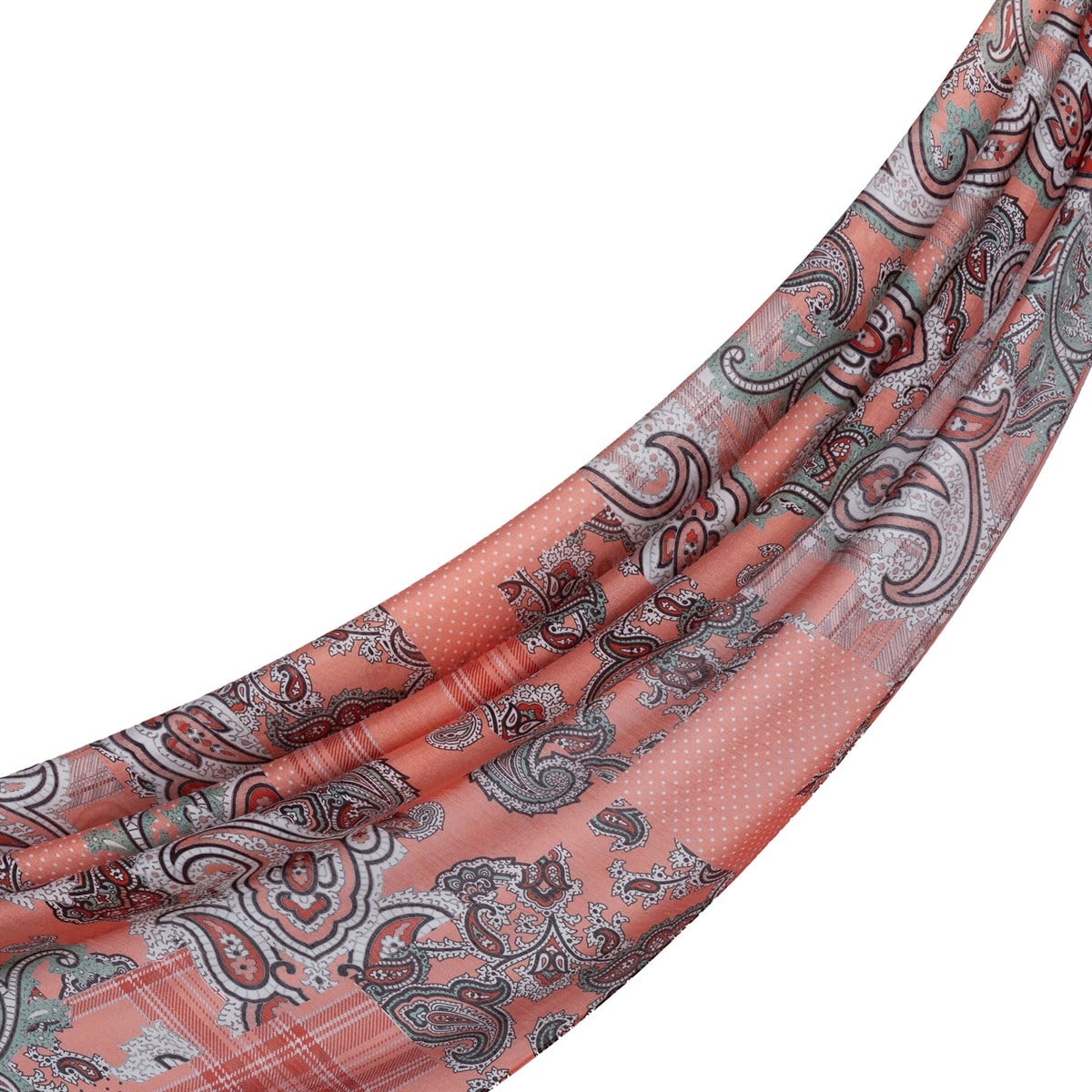 İpekevi Patchwork Desenli TenSoft Şal 03920-Mercan