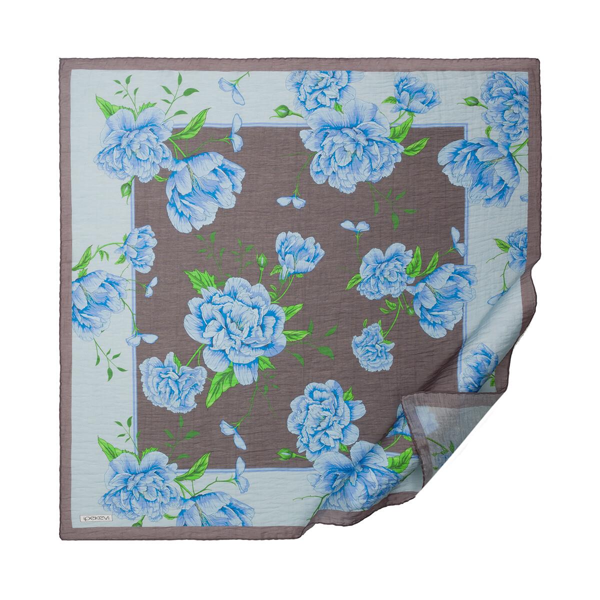 İpekevi Şakayık Tensel Soft Eşarp 02237-Füme İndigo