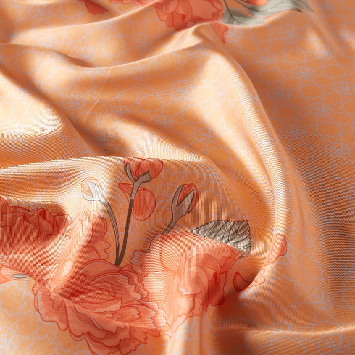İpekevi Sakura Monogram Desenli Tivil İpek Eşarp 01198-Somon