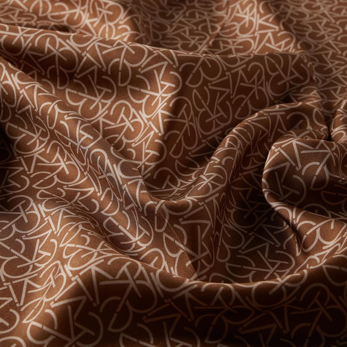 İpekevi Typo Monogram Tivil İpek Eşarp-Camel