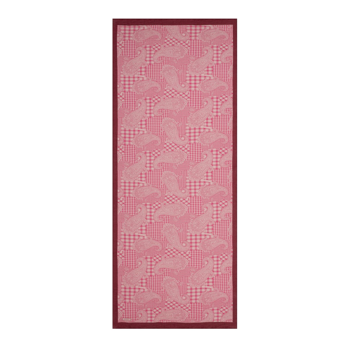 İpekevi Yamalı Paisley Desenli Tensel Şal 02375-Gül Pembe
