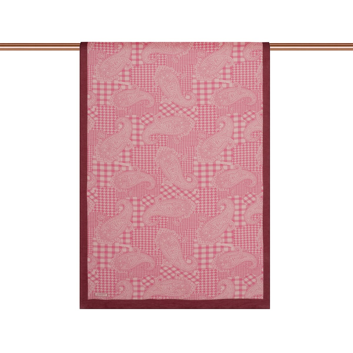İpekevi Yamalı Paisley Desenli Tensel Şal 02375-Gül Pembe