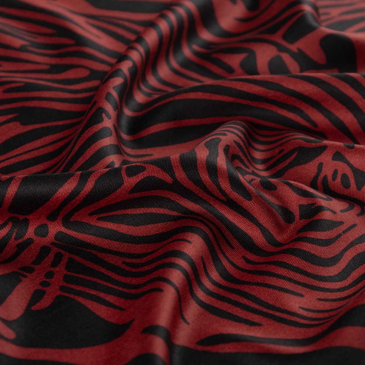 İpekevi Zebra Desenli İpek Şal 02671-Siyah Bordo