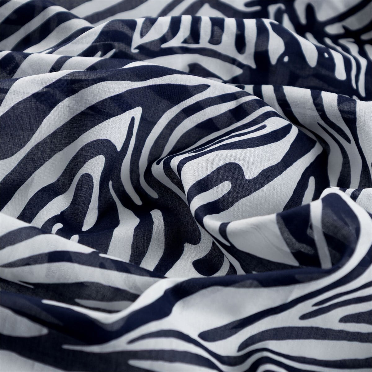 İpekevi Zebra Desenli Pamuk Şal 03059-Lacivert Beyaz