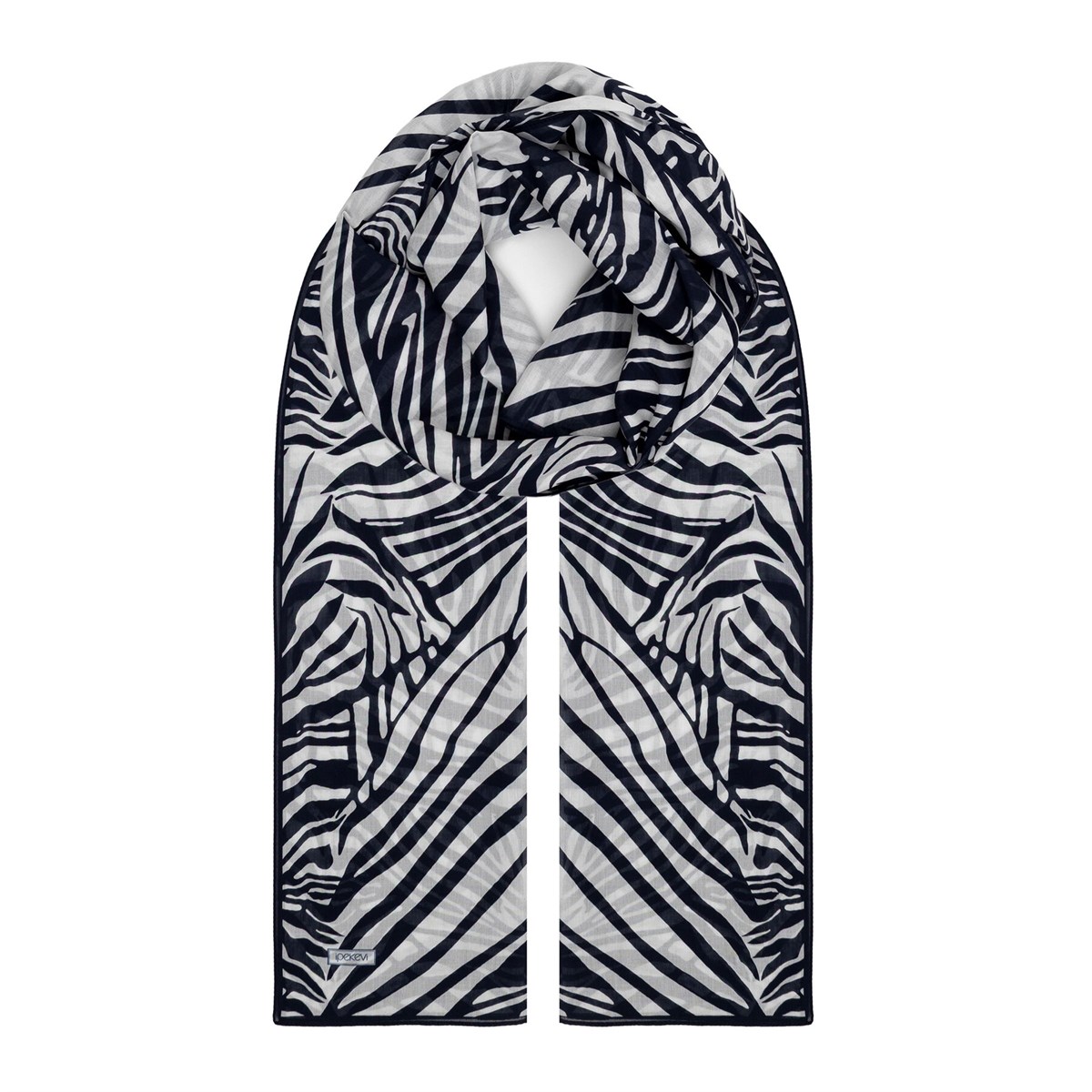 İpekevi Zebra Desenli Pamuk Şal 03059-Siyah Beyaz