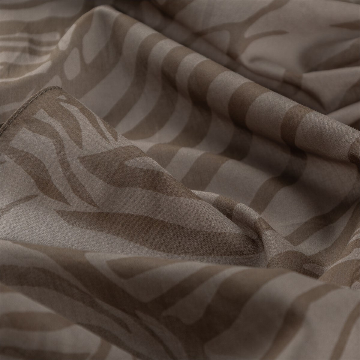 İpekevi Zebra Desenli Pamuk Şal 03059-Füme