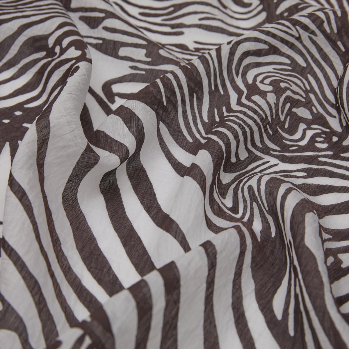 İpekevi Zebra Desenli Tensel Şal 02881-Siyah Beyaz