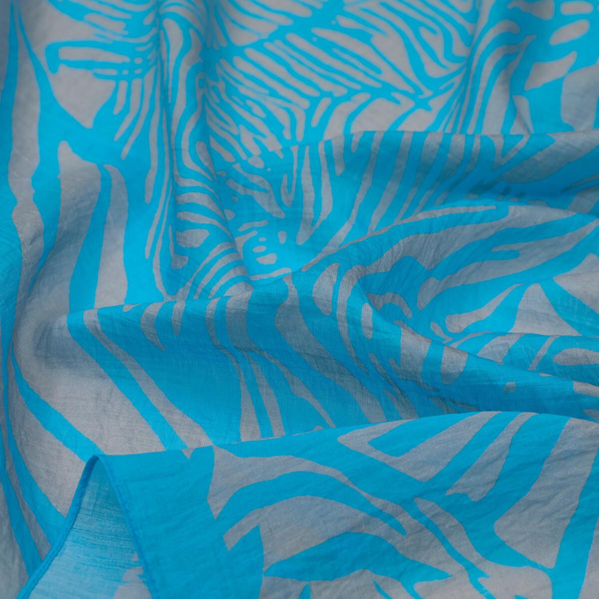 İpekevi Zebra Desenli Tensel Şal 02881-Turkuaz
