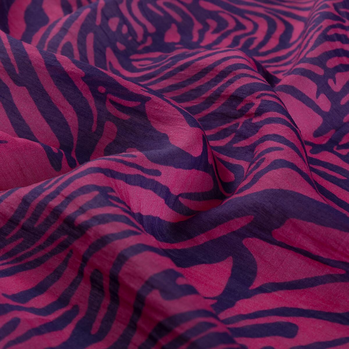 İpekevi Zebra Desenli Tensel Soft Eşarp 02236-Fuşya