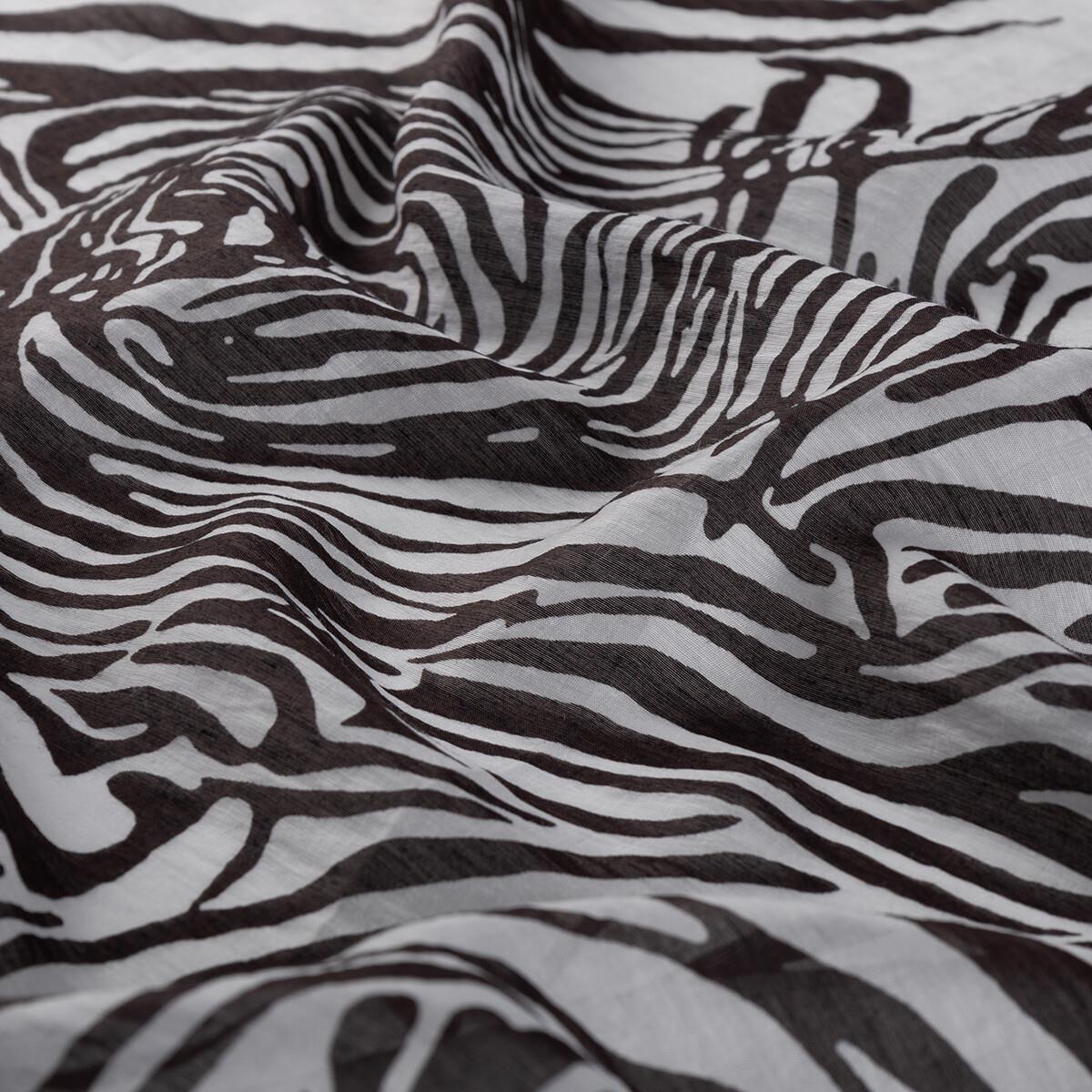 İpekevi Zebra Desenli Tensel Soft Eşarp 02236-Siyah Beyaz