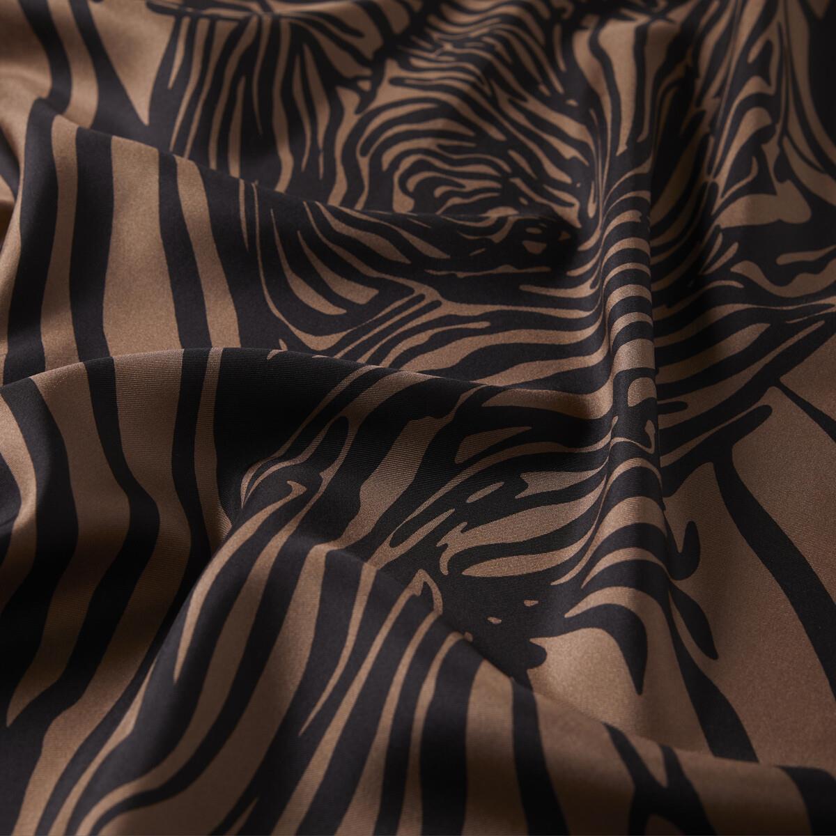 İpekevi Zebra Desenli Tivil İpek Eşarp 01173-Sütlü Kahve