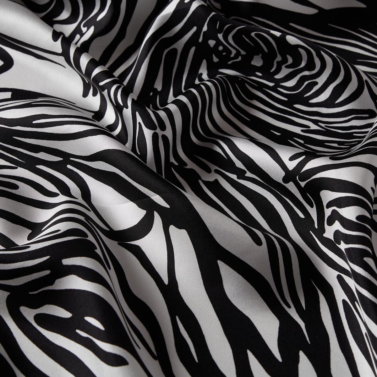 İpekevi Zebra Desenli Tivil İpek Eşarp 01173-Siyah Beyaz