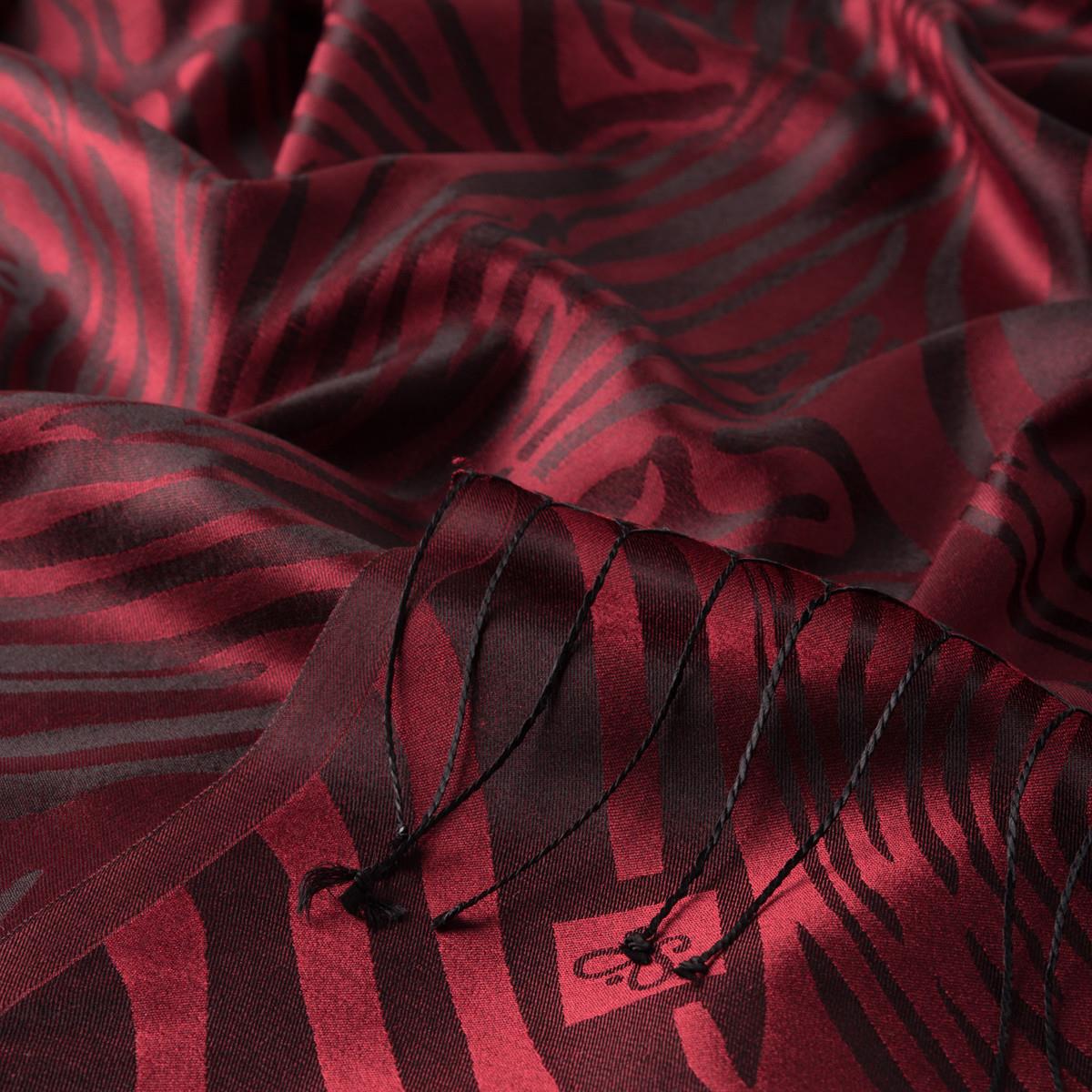 İpekevi Zebra Jakar Desenli İpek Şal 05139-Bordo