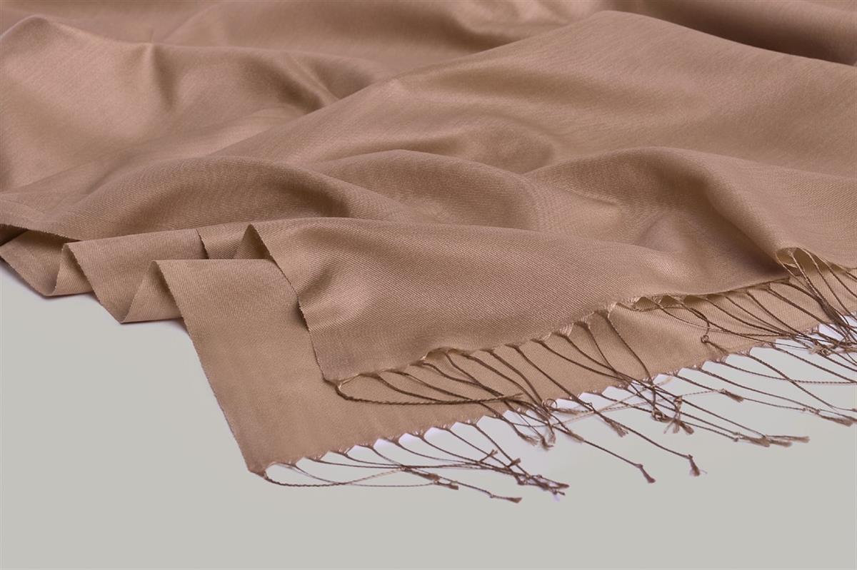 Kroren Düz Renk İpeksi Şal 4026-Camel