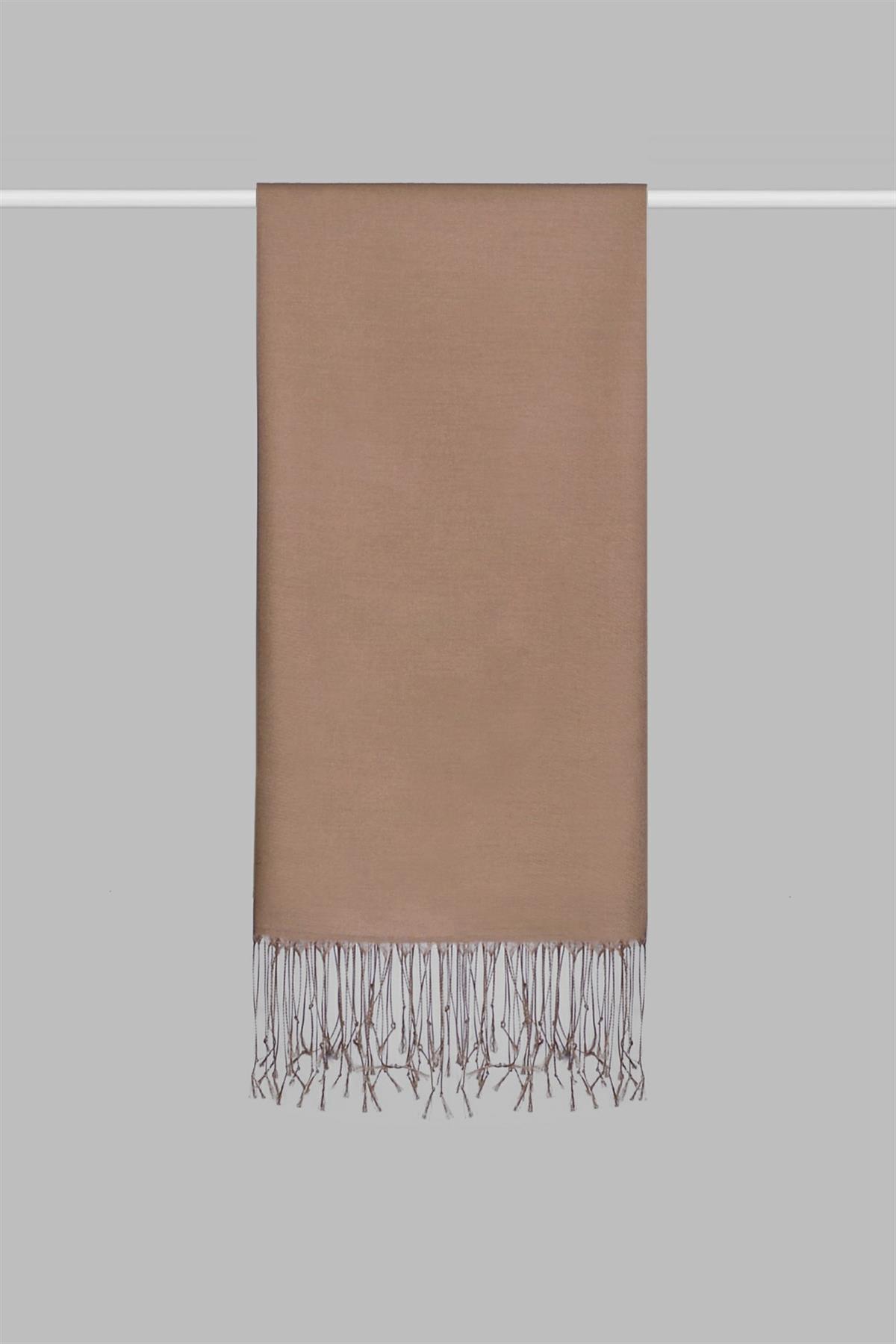 Kroren Düz Renk İpeksi Şal 4026-Camel