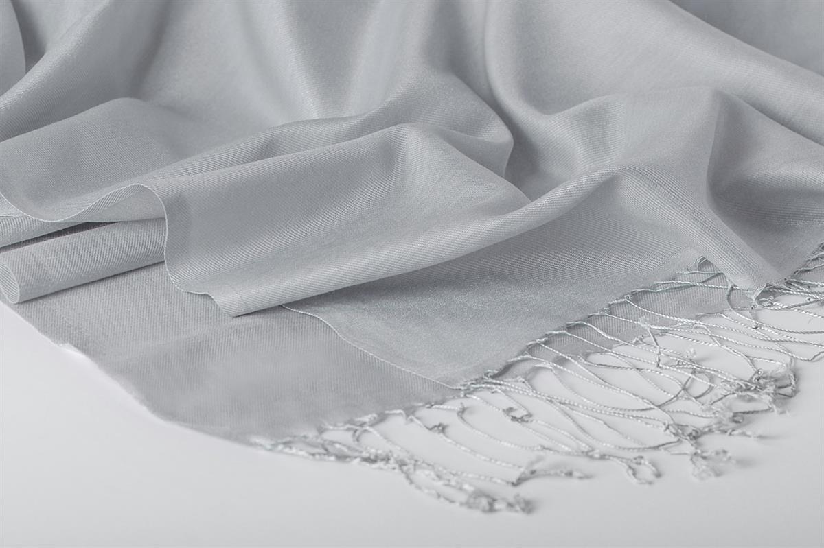 Kroren Düz Renk İpeksi Şal 4026-Gümüş