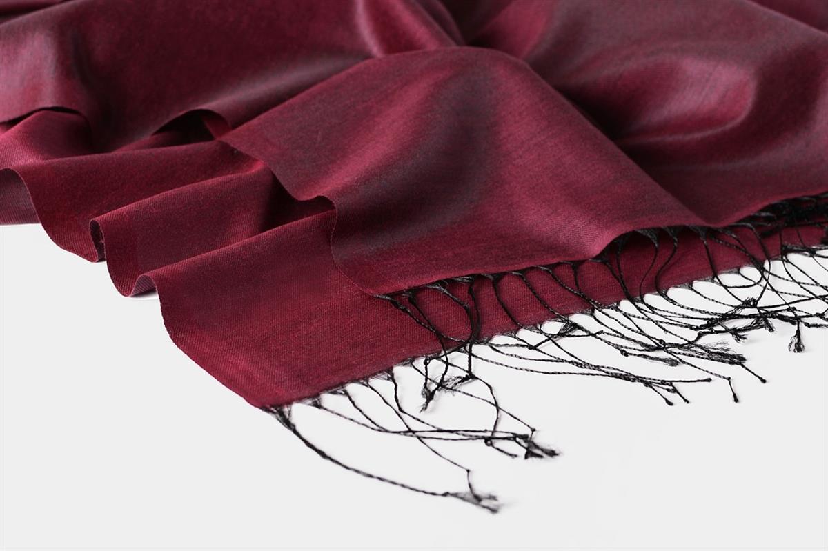Kroren Düz Renk İpeksi Şal 4026-Siyah Bordo