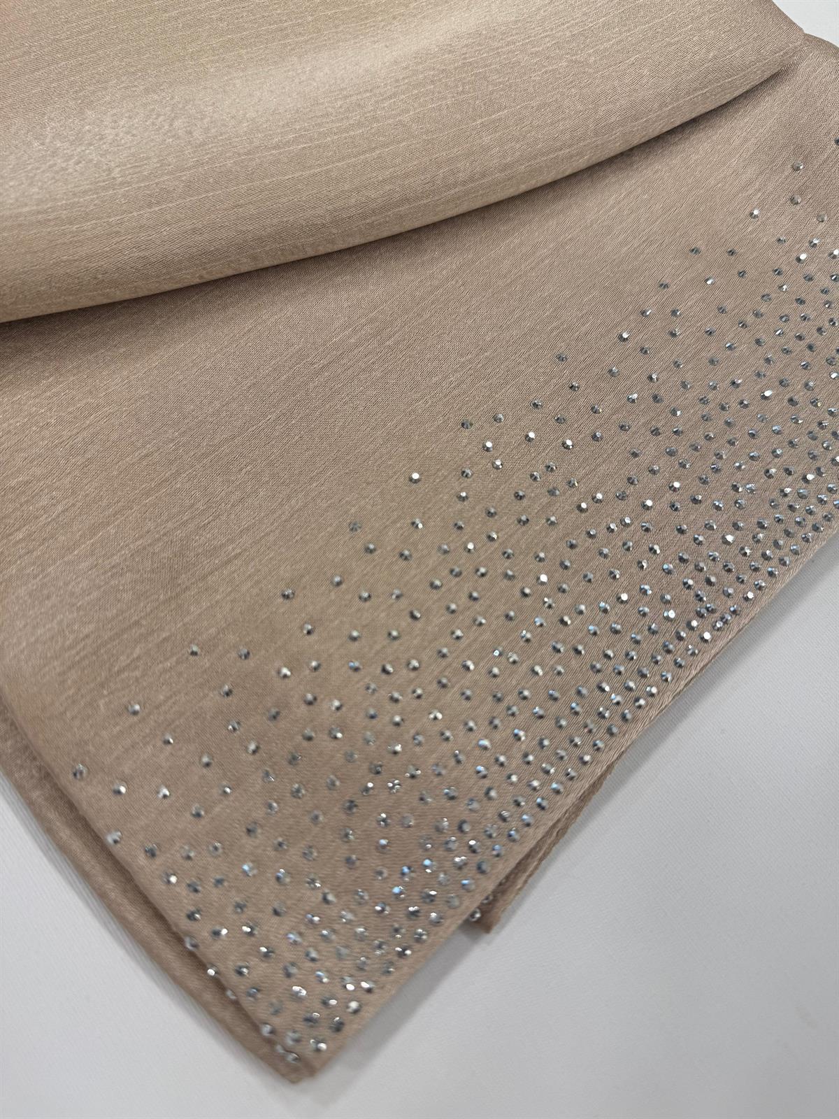 Kroren Parlak Taşlı Jan Jan Şal 7301-Bej