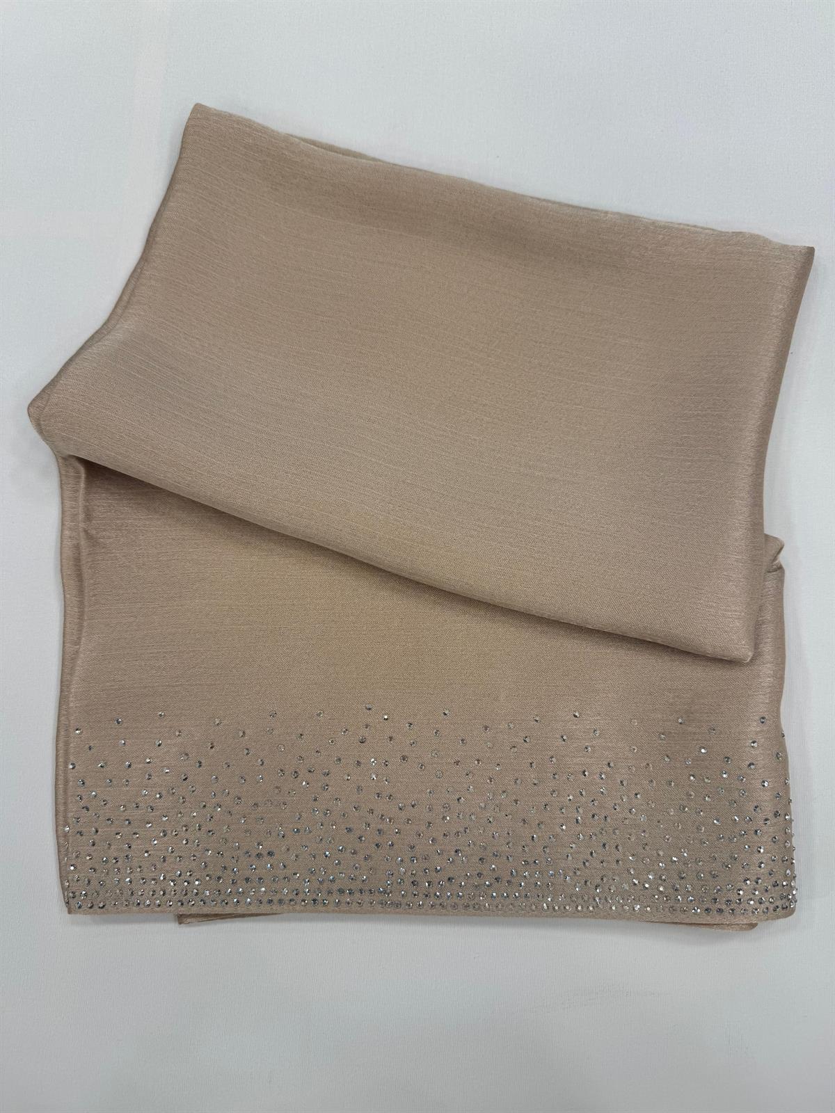 Kroren Parlak Taşlı Jan Jan Şal 7301-Bej