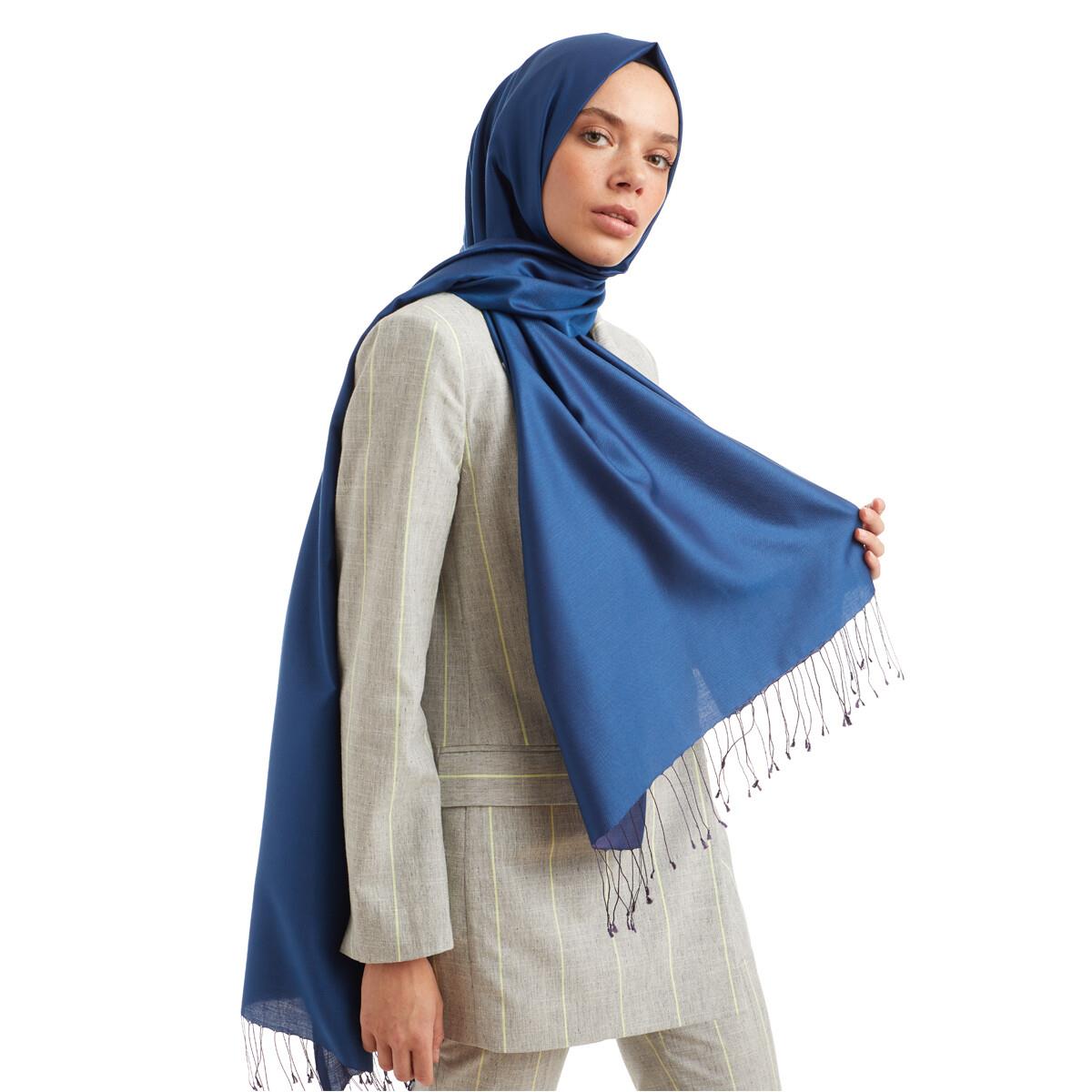 Qoza Solid Şal 6848-Koyu Mavi