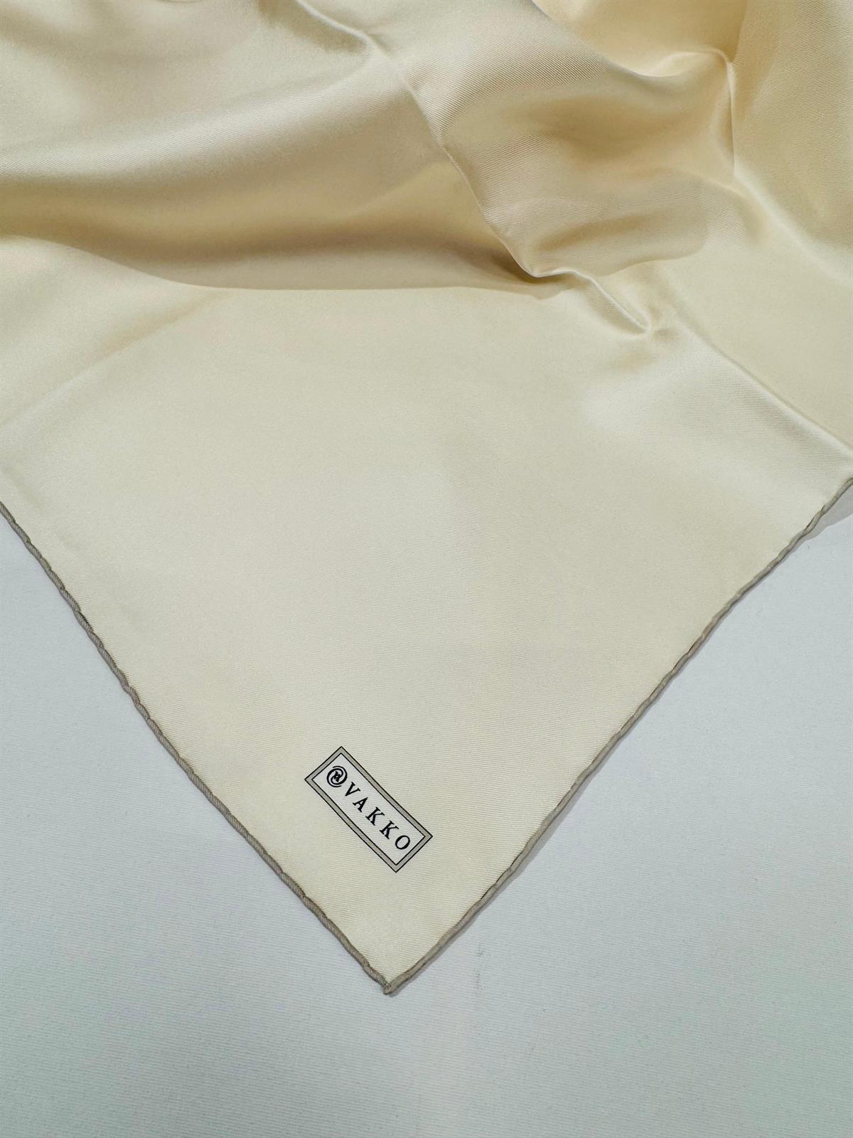 Vakko Düz Tivil İpek Eşarp 31815-Ekru