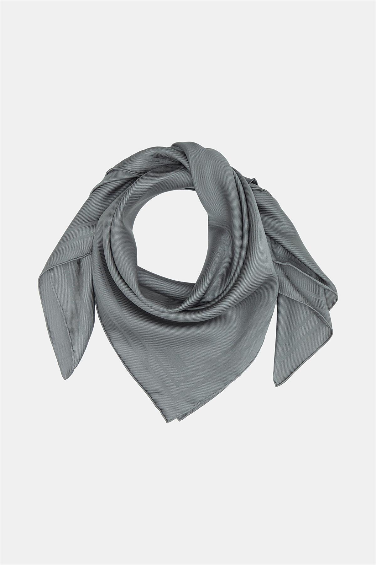 Vakko Düz Tivil İpek Eşarp 40894-Antrasit