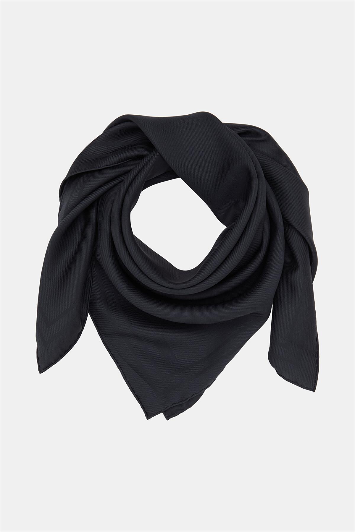 Vakko Düz Tivil İpek Eşarp 40894-Lacivert