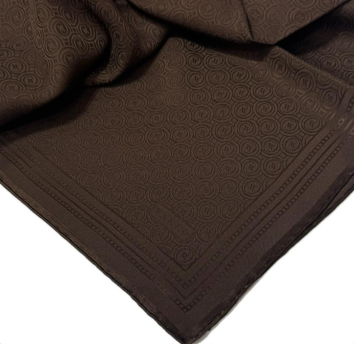 Vakko Jakar Monogram İpek Eşarp 41363-Koyu Kahve