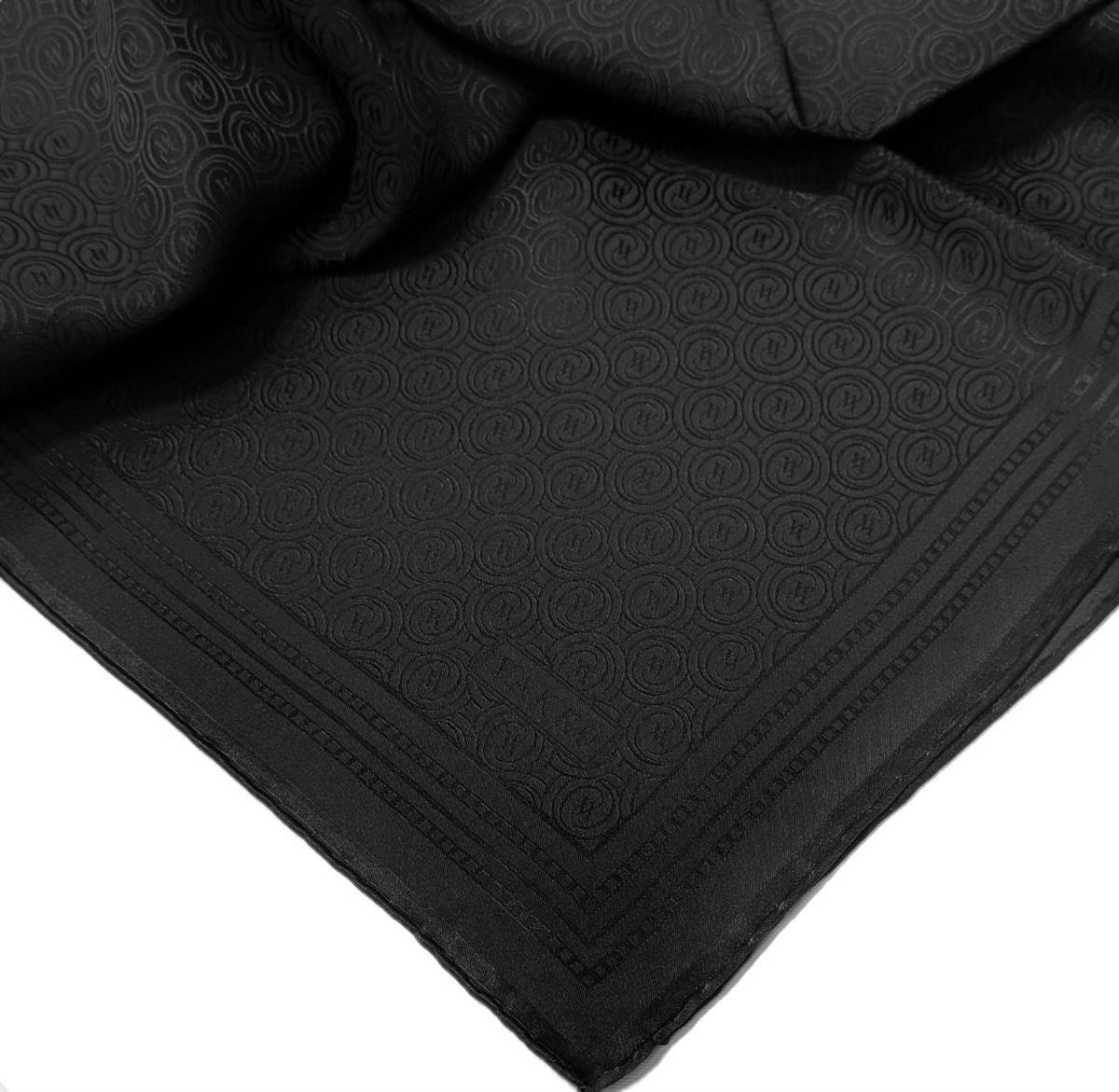 Vakko Jakar Monogram İpek Eşarp 41363-Siyah