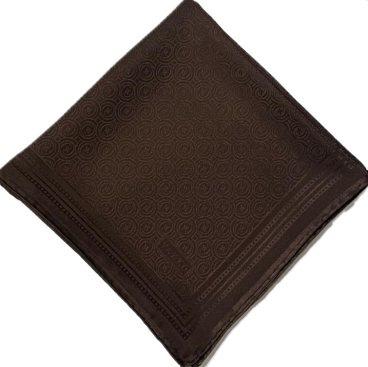 Vakko Jakar Monogram İpek Eşarp 41363-Koyu Kahve