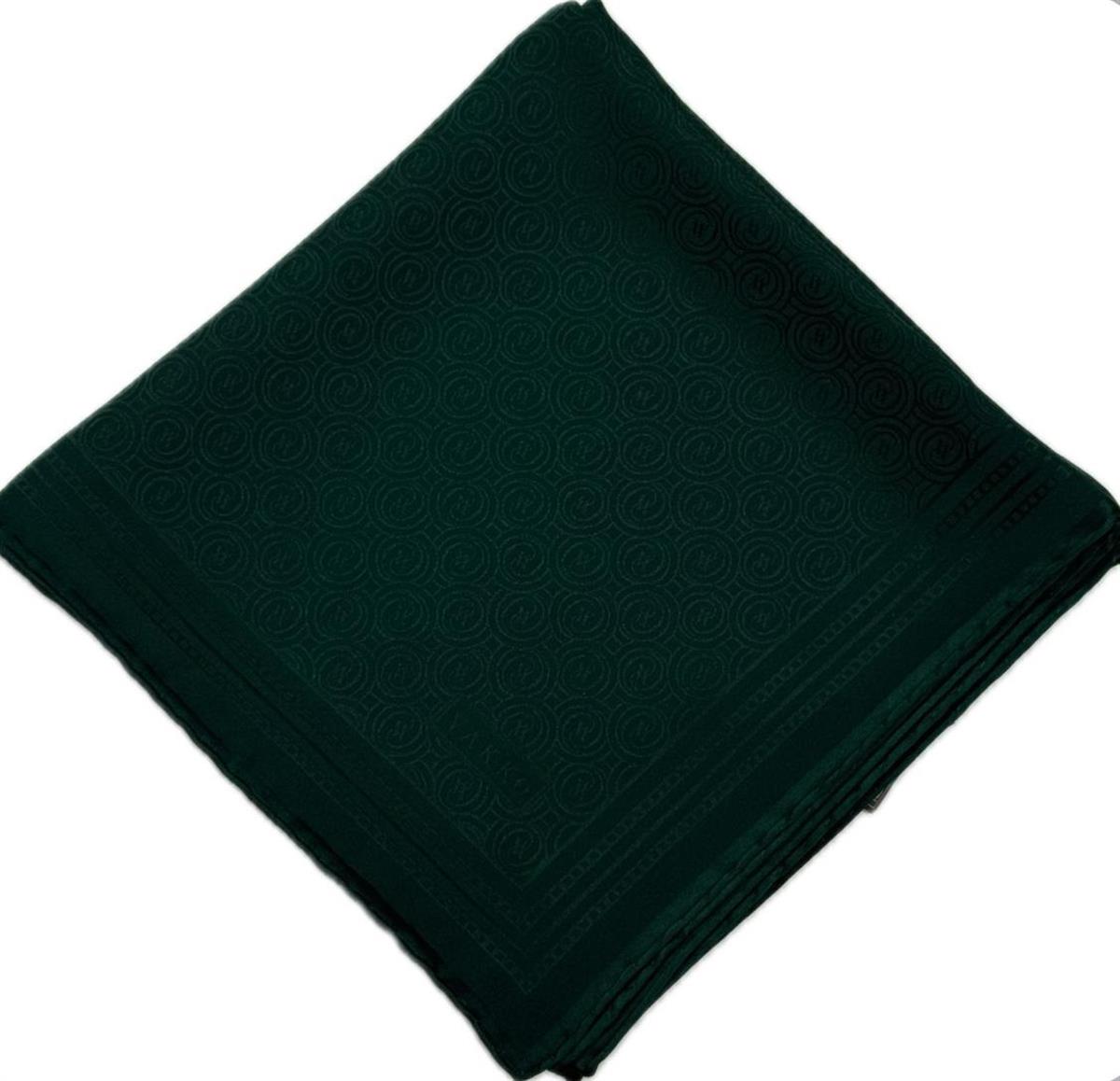 Vakko Jakar Monogram İpek Eşarp 41363-Zümrüt Yeşili