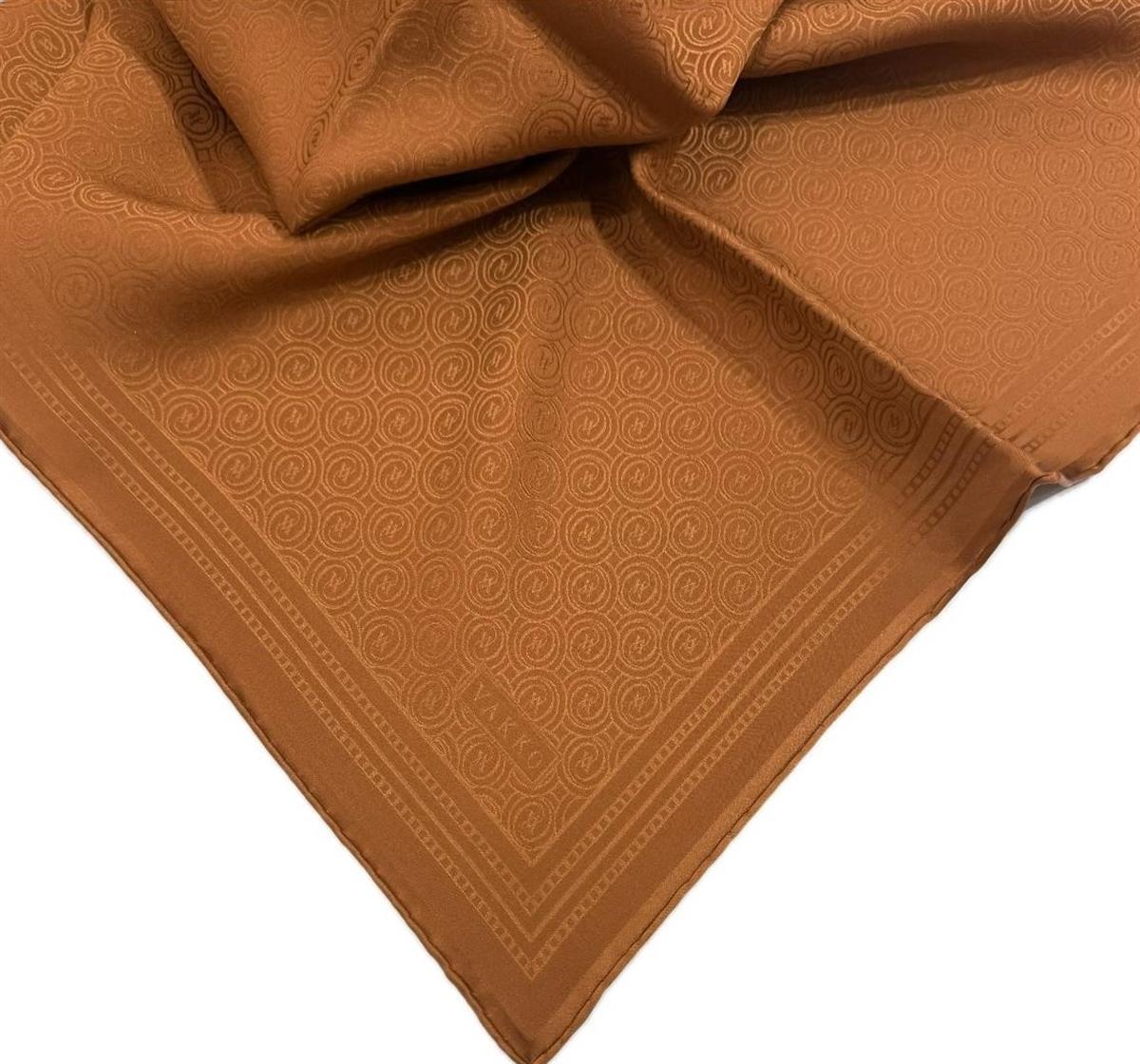 Vakko Jakar Monogram İpek Eşarp 41363-Kiremit