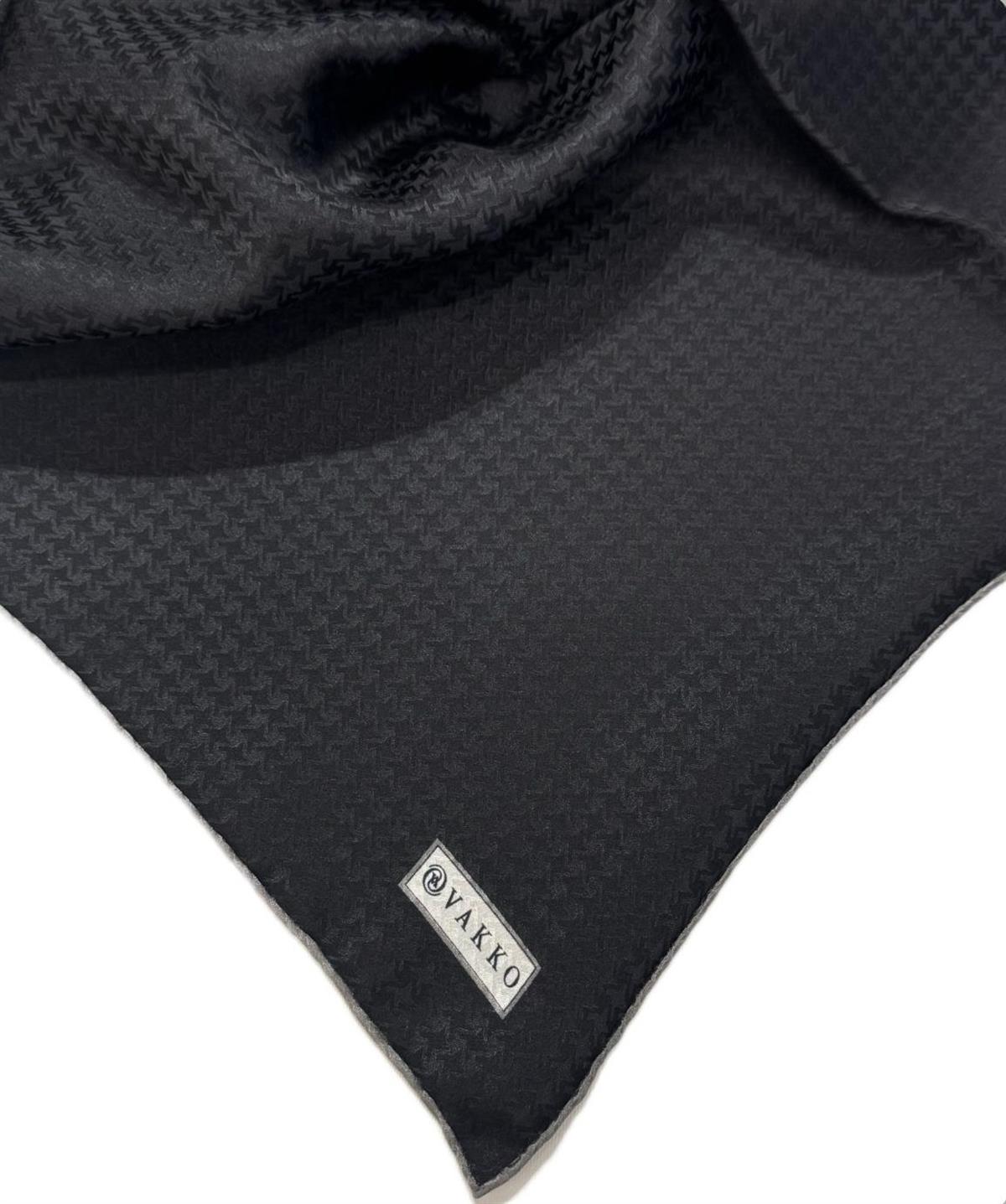 Vakko Jakarlı İpek Eşarp 31815-J-Siyah