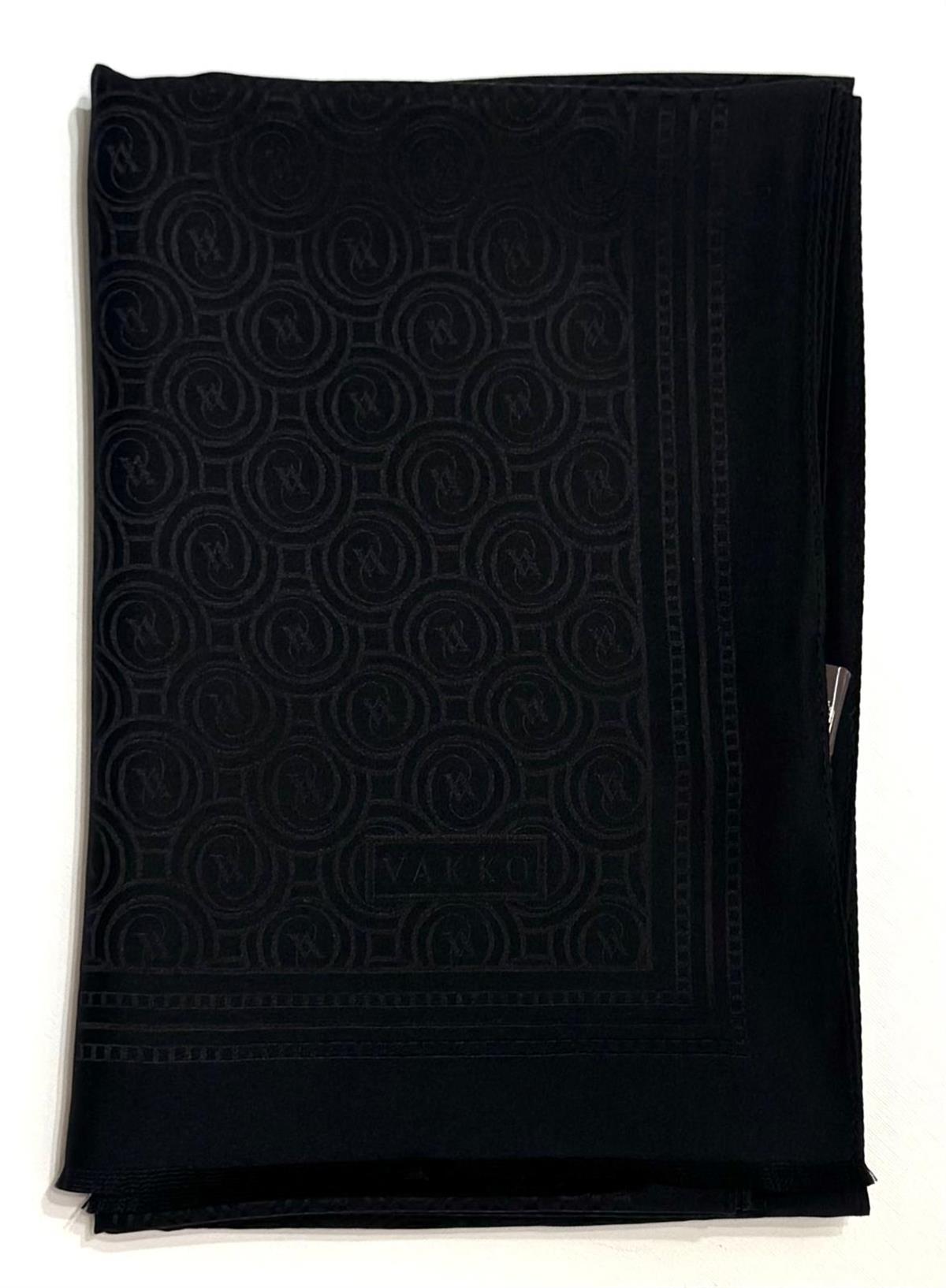 Vakko Jakarlı İpek Özel Seri Monogram Şal 41364-Siyah