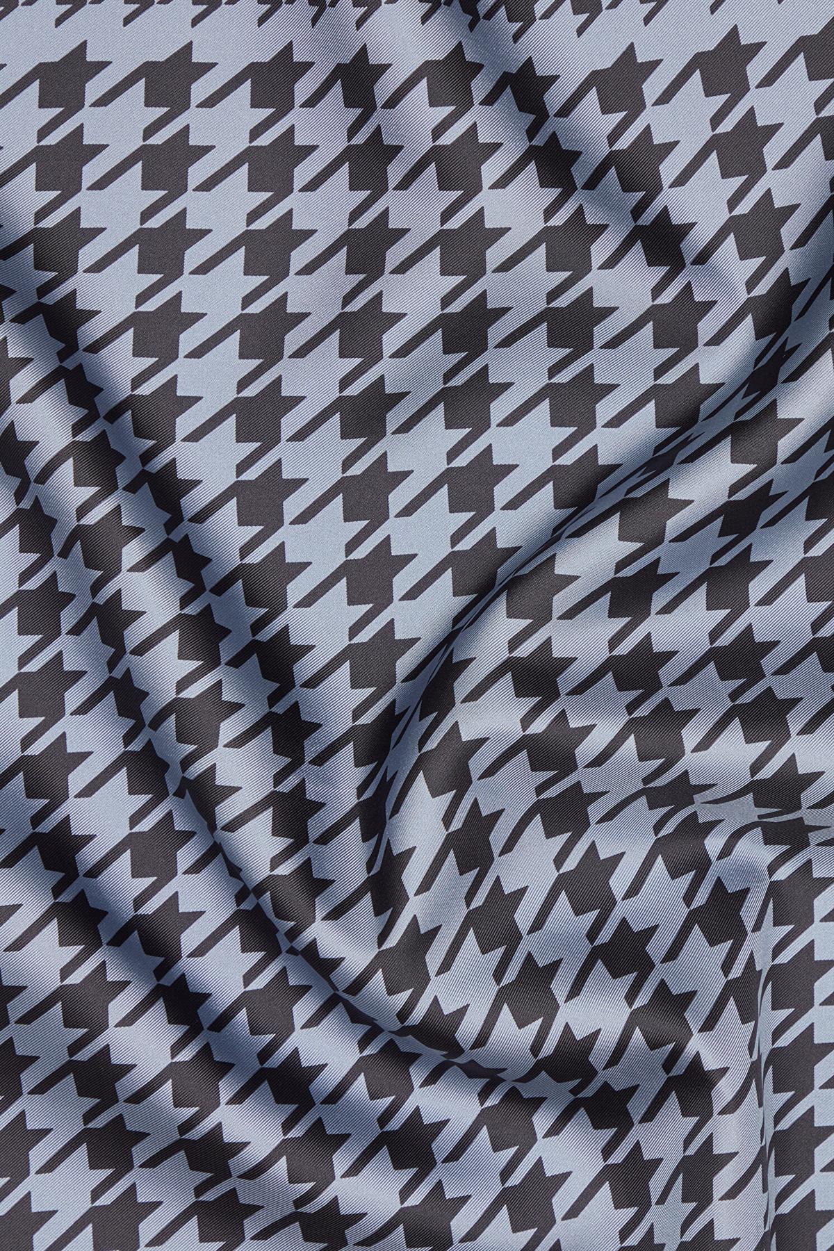 Vakko Kazayağı Desenli İpek Tivil Eşarp 40717-Antrasit-Siyah