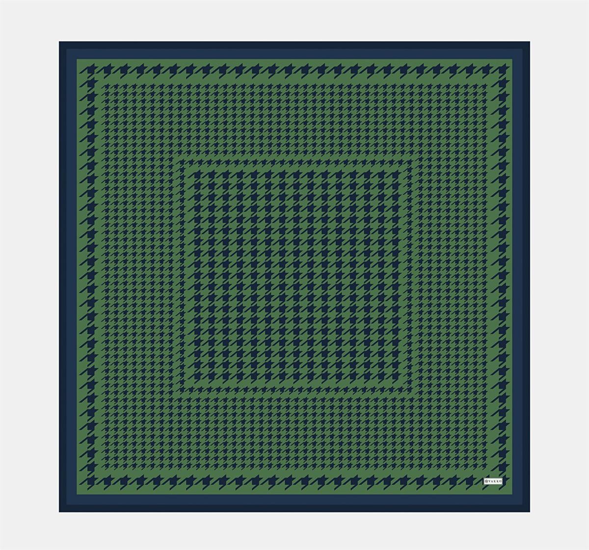 Vakko Kazayağı Desenli İpek Tivil Eşarp 40717-Yeşil