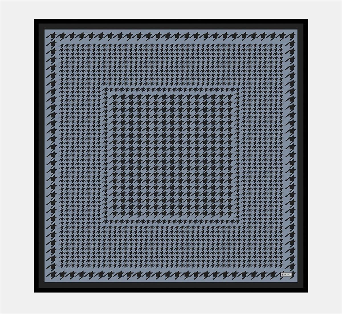 Vakko Kazayağı Desenli İpek Tivil Eşarp 40717-Antrasit-Siyah