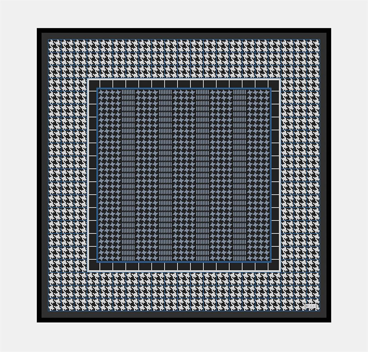 Vakko Kazayağı Desenli Tivil İpek Eşarp 40718-Antrasit