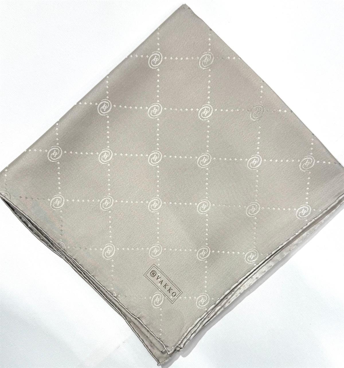Vakko Monogram Jakar İpek  Eşarp 41549-Vizon