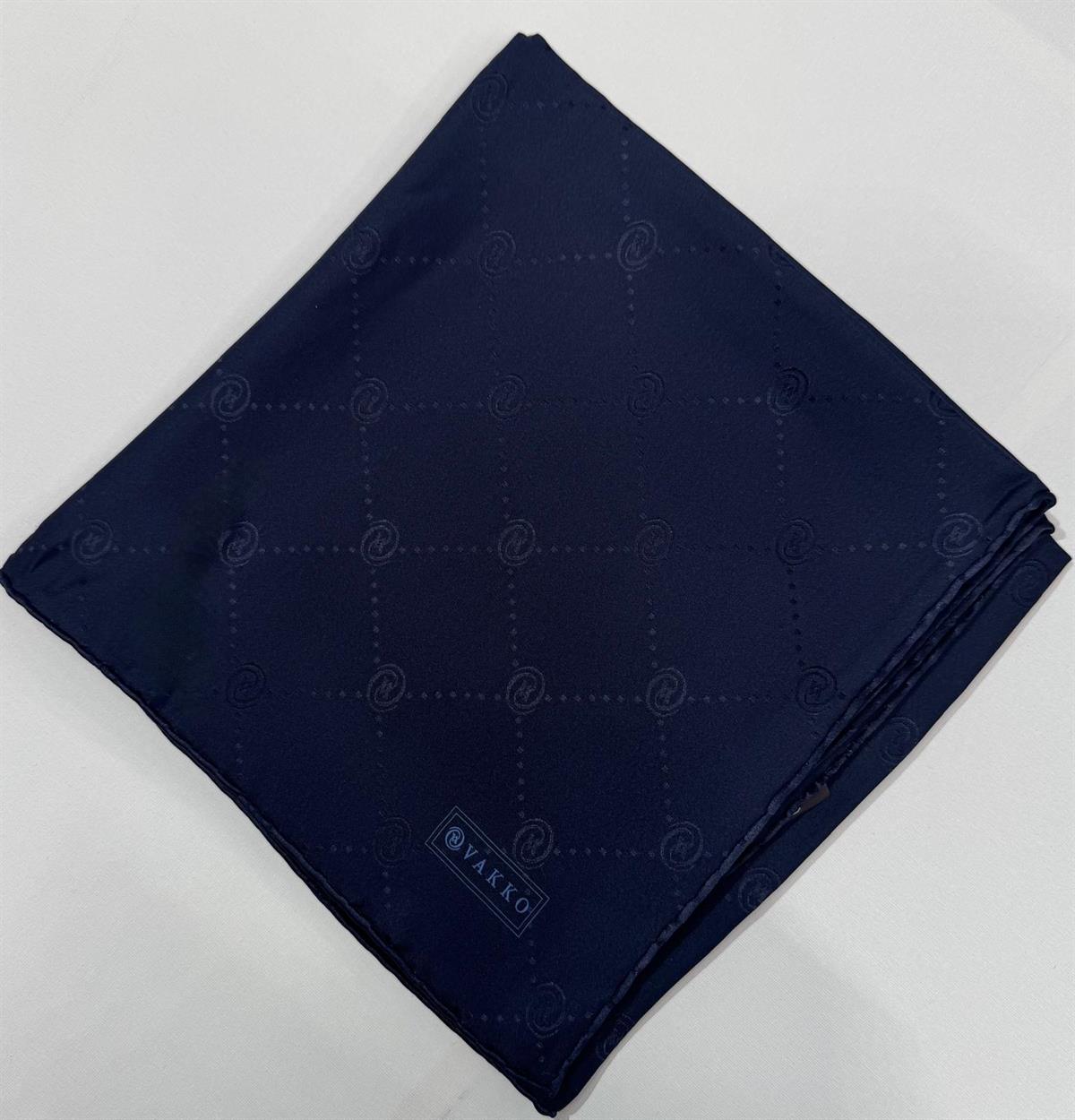Vakko Monogram Jakar İpek  Eşarp 41549-Lacivert