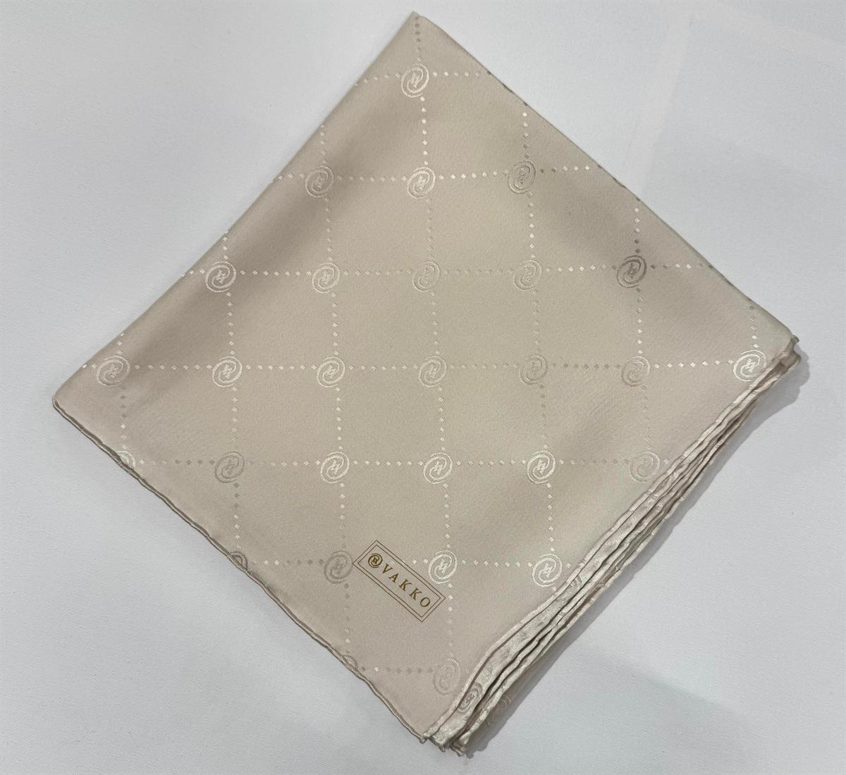 Vakko Monogram Jakar İpek  Eşarp 41549-Ekru