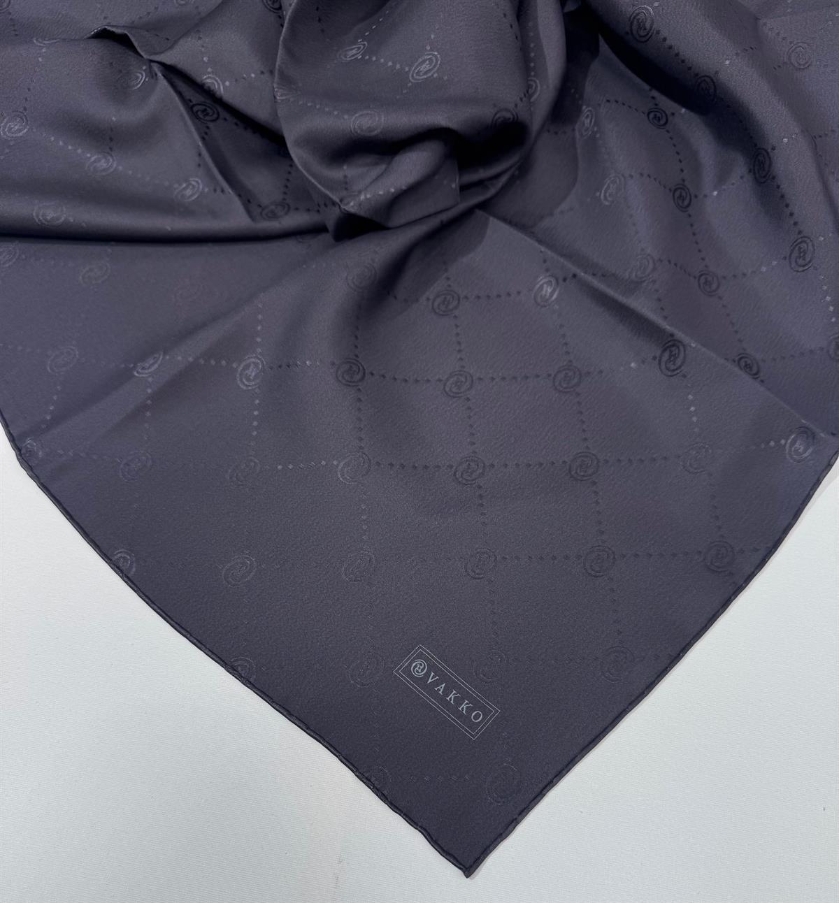 Vakko Monogram Jakar İpek  Eşarp 41549-Antrasit
