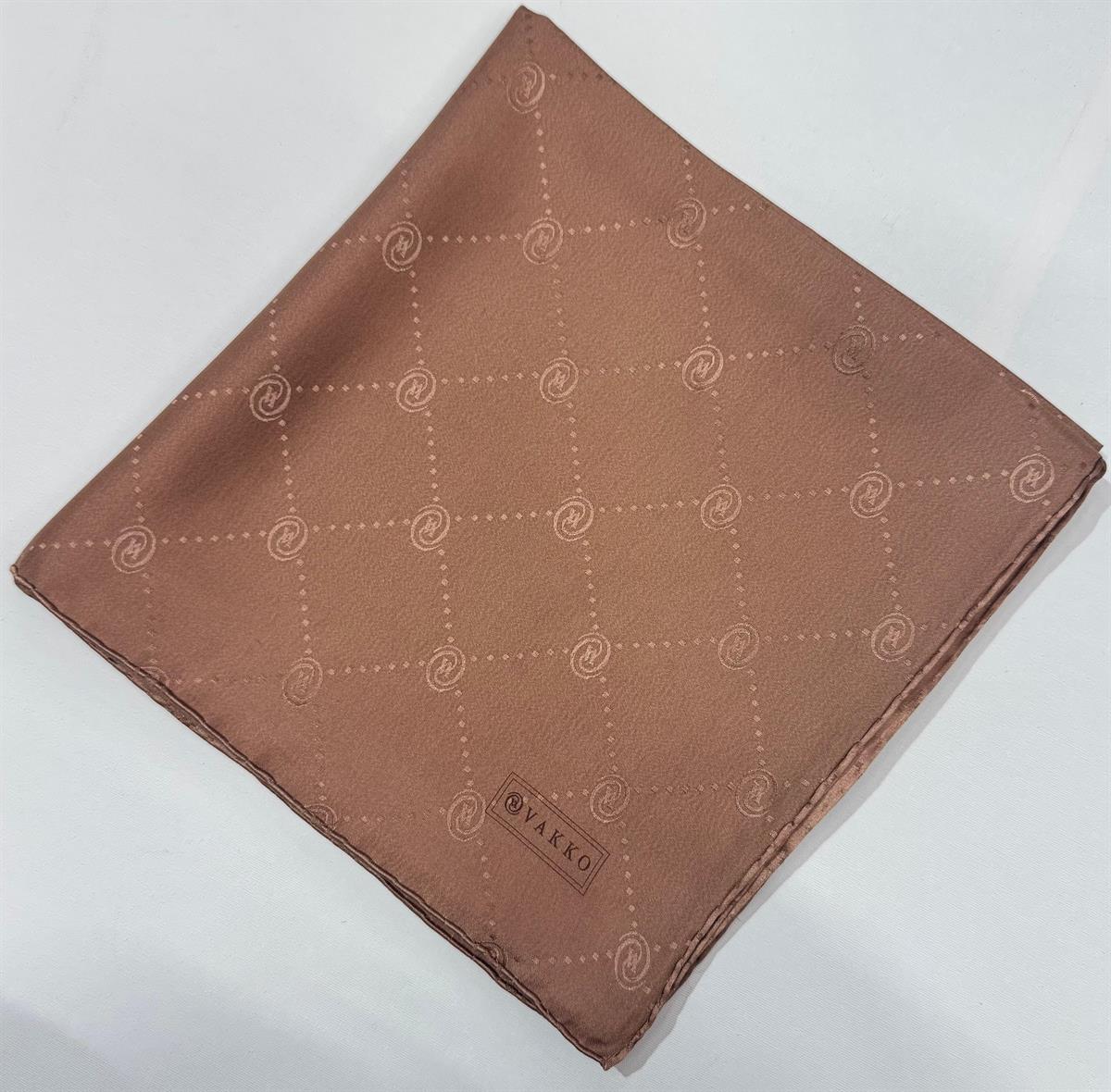 Vakko Monogram Jakar İpek  Eşarp 41549-Kahve