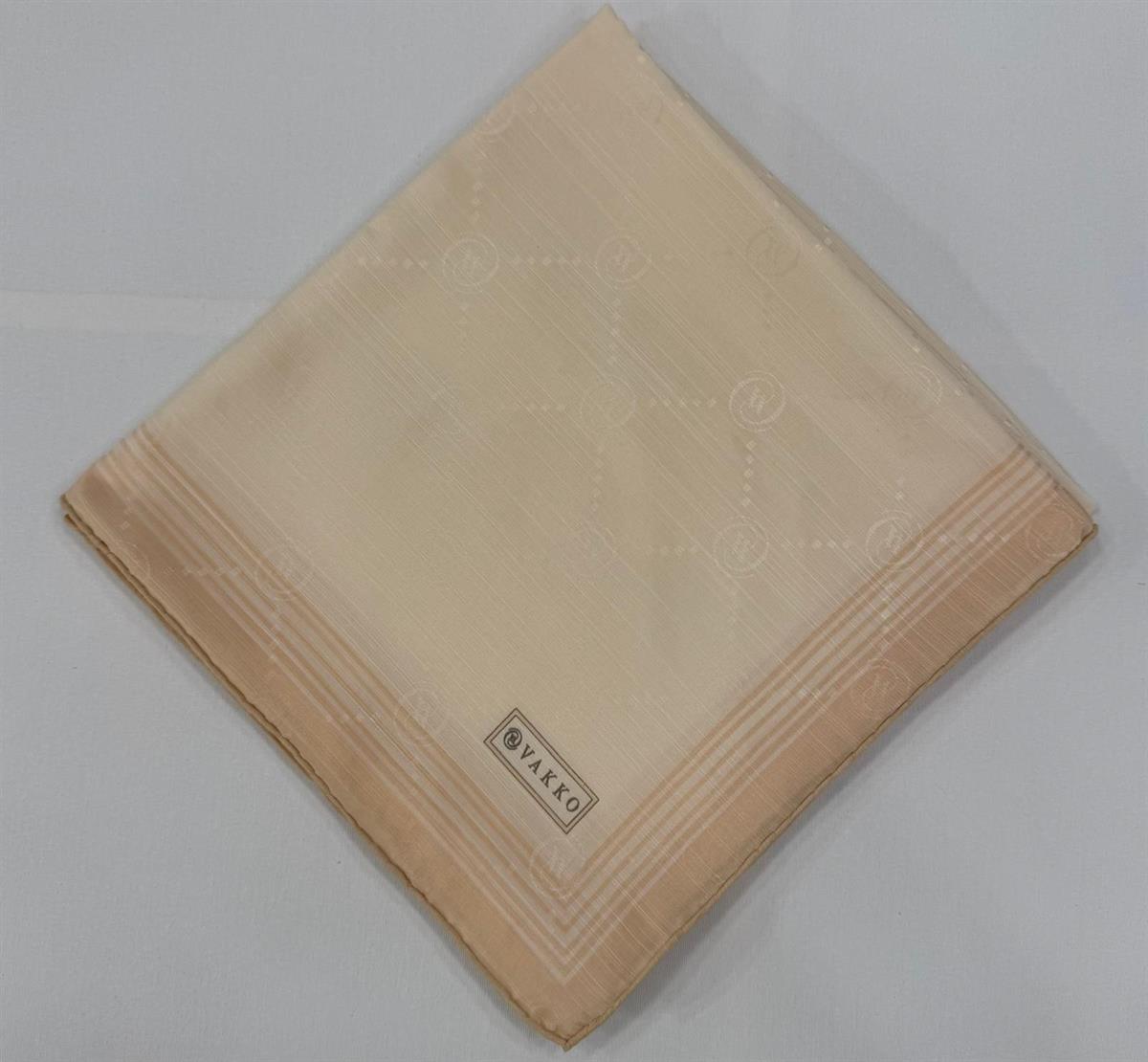 Vakko Monogram Pamuk İpek Bordürlü Eşarp 41588-Ekru