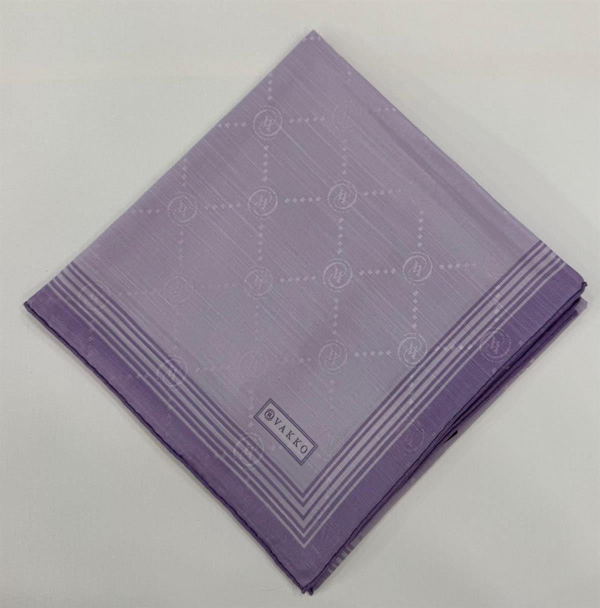 Vakko Monogram Pamuk İpek Bordürlü Eşarp 41588-Açık Lila