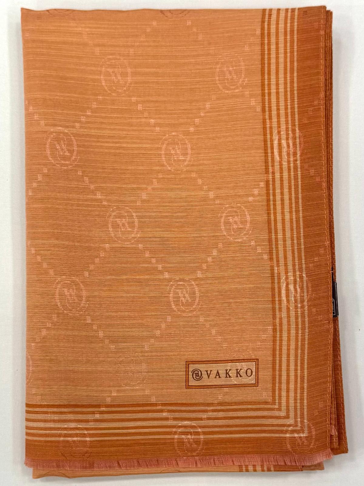 Vakko Monogram Pamuk İpek Bordürlü Şal 41540-Somon
