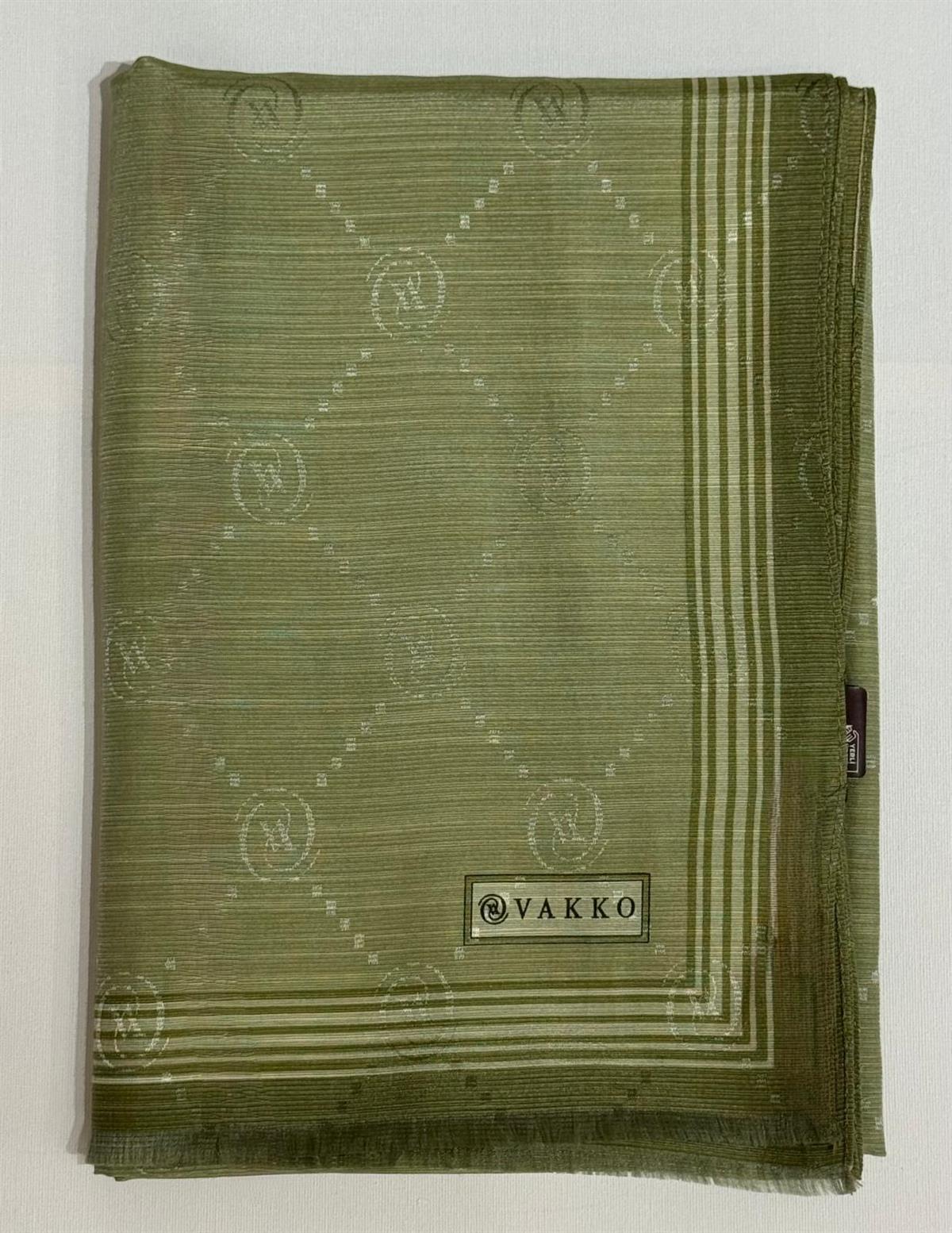 Vakko Monogram Pamuk İpek Bordürlü Şal 41540-Nefti