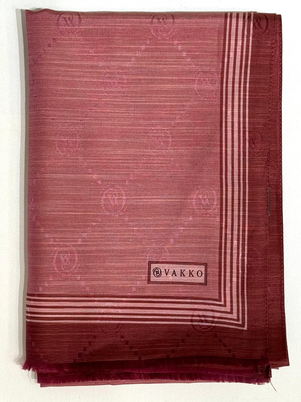 Vakko Monogram Pamuk İpek Bordürlü Şal 41540-Gül Kurusu