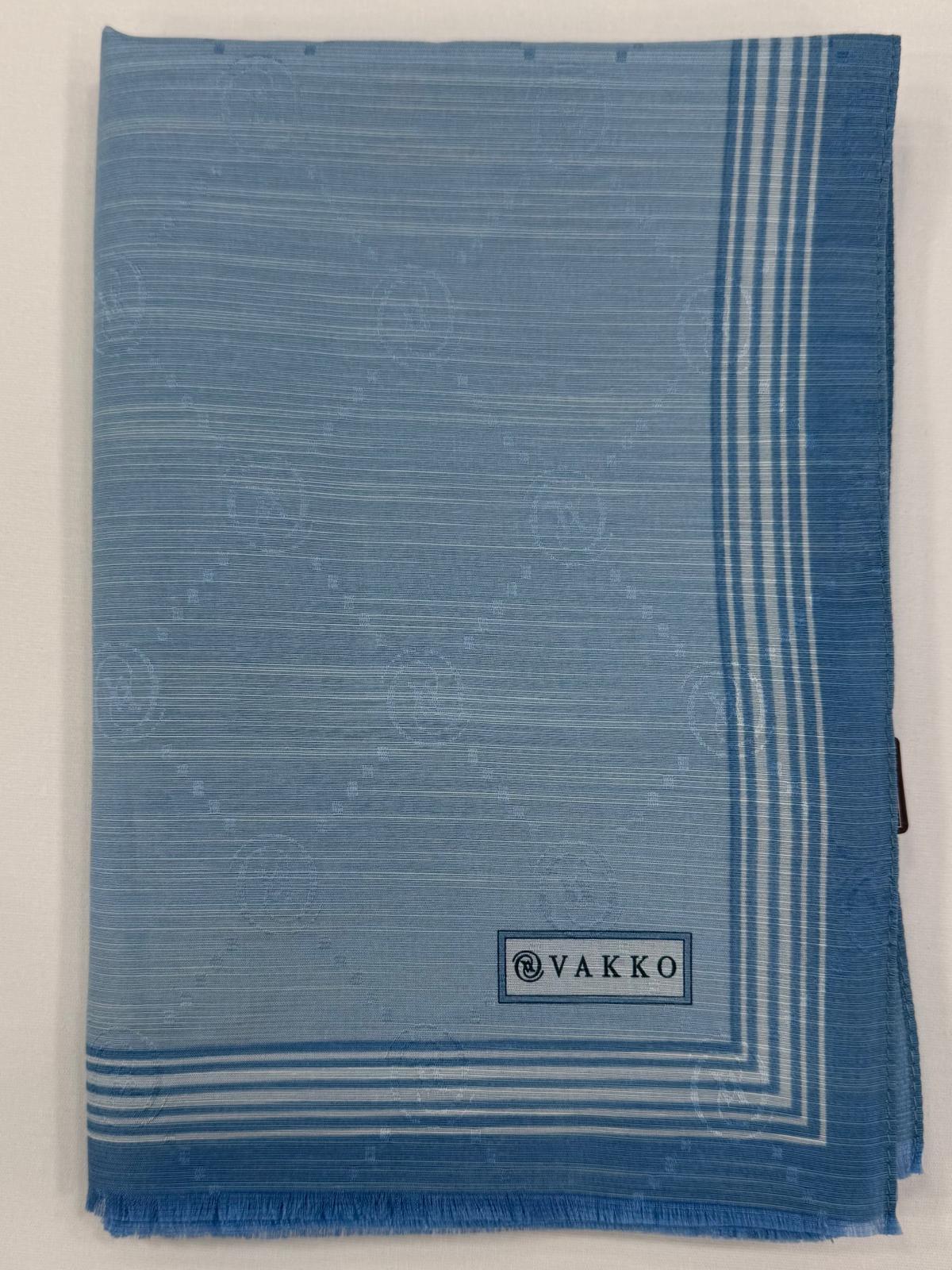 Vakko Monogram Pamuk İpek Bordürlü Şal 41540-Açık Turkuaz