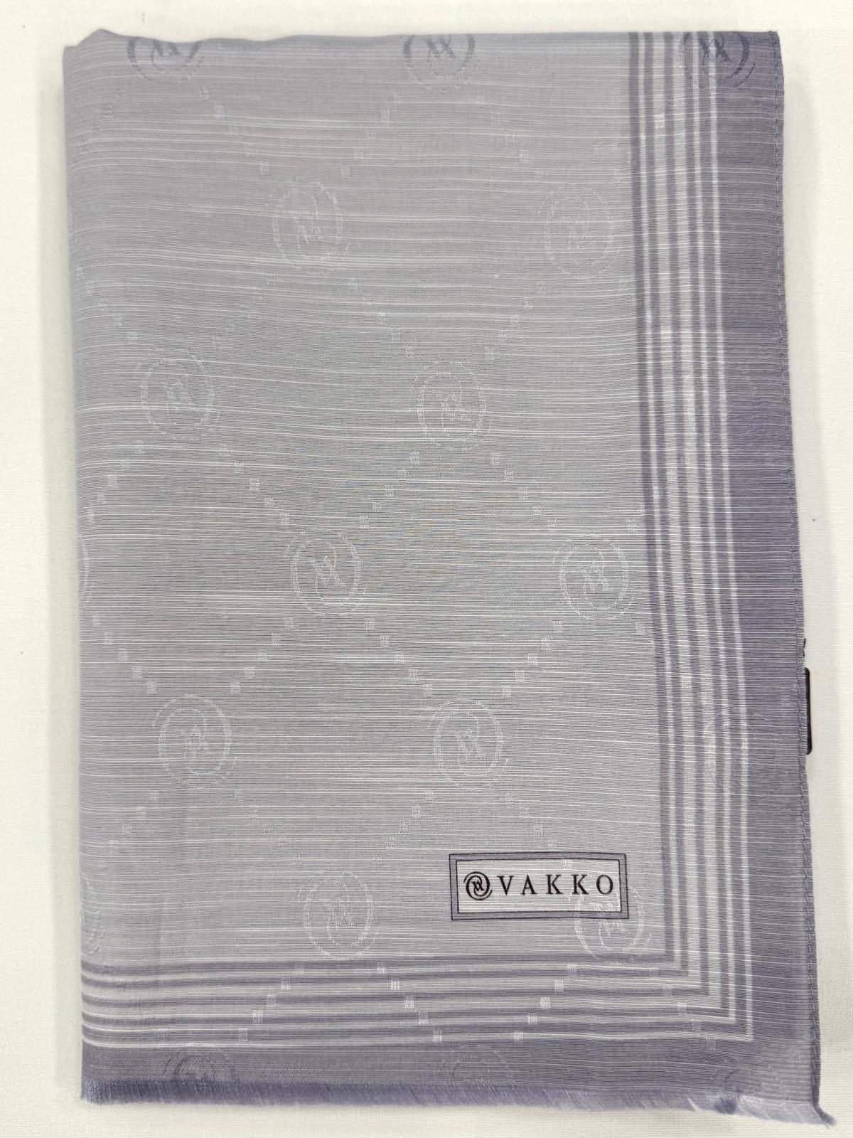 Vakko Monogram Pamuk İpek Bordürlü Şal 41540-Gümüş